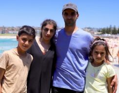 A refugee family at Bondi beach.