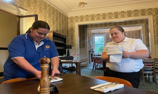 Faith Zadro and her co-worker preparing for dinner service at Hotel Etico. 