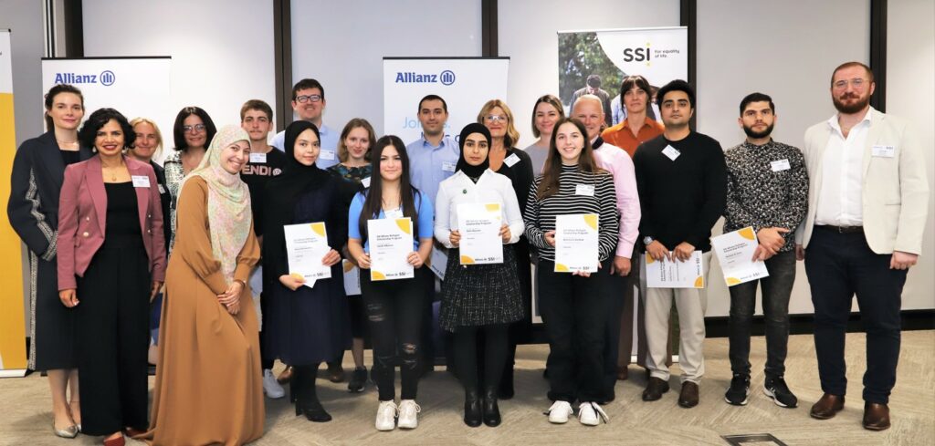 Scholarship recipients, SSI staff and Allianz staff at the Sydney ceremony