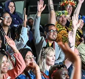 SSI World of Cultures Festival Queensland crowd raising hands to answer questions