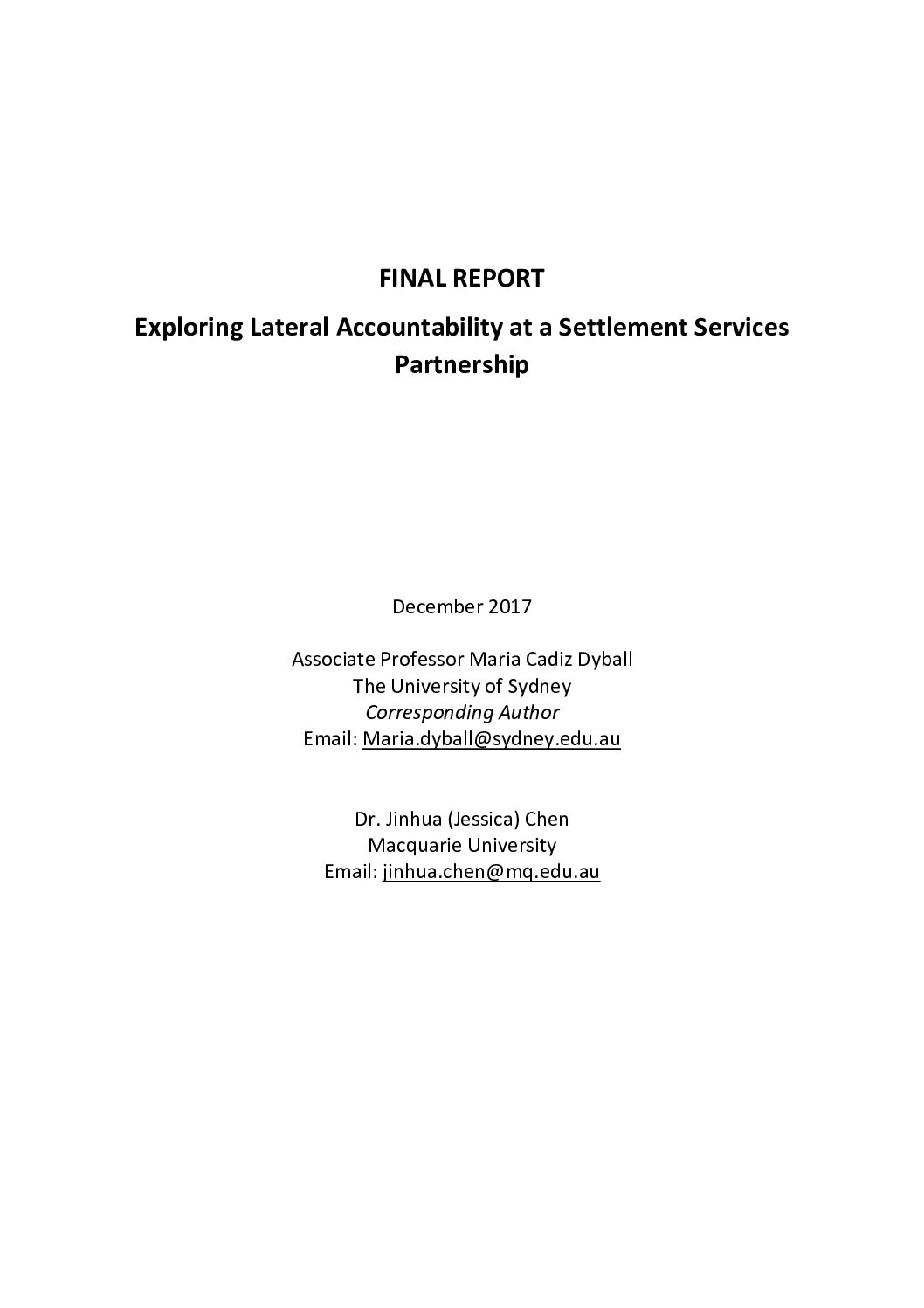 Exploring Lateral Accountability at a Settlement Services Partnership