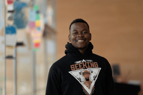 Ezra, artist from SSI Creative Compass program and Beyond Borders exhibition