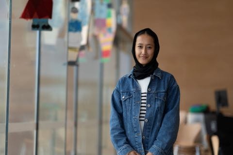 Mahnaz, artist from SSI Creative Compass program and Beyond Borders exhibition