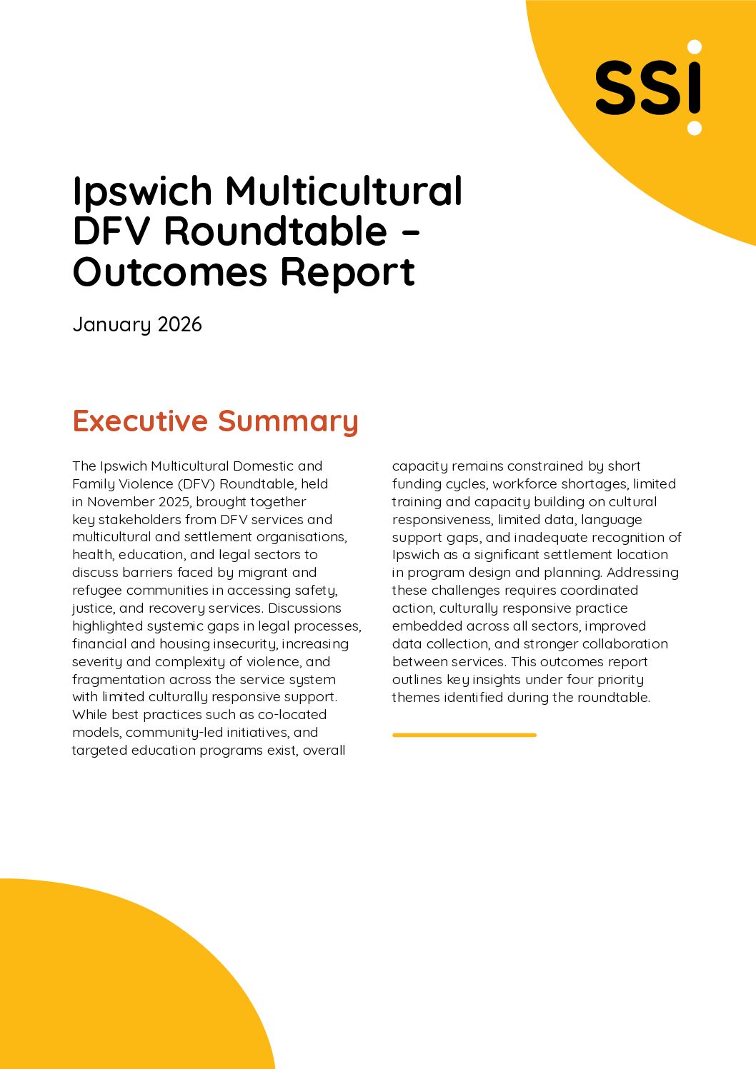 Ipswich Multicultural DFV Roundtable - Outcomes Report